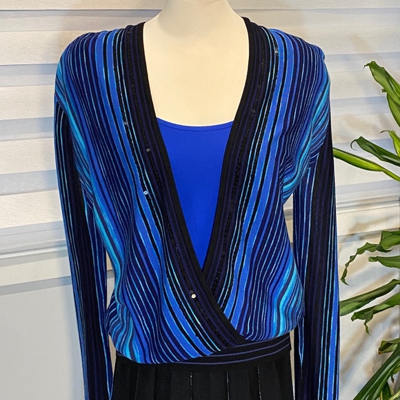 INC Sweater with Attached Tank Top Sequin Trim - Picture 2 of 6